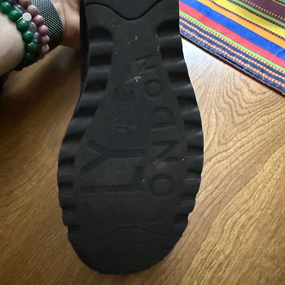 Black Suede Fly London Booties With Comfort Heel, Wast-On Hook-and-Loop Closure - Picture 9 of 16